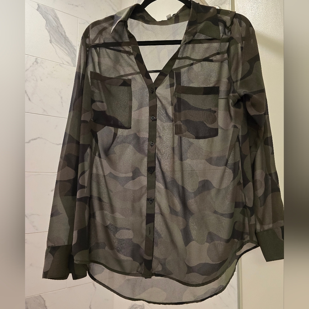 Express sheer camo Portofino shirt